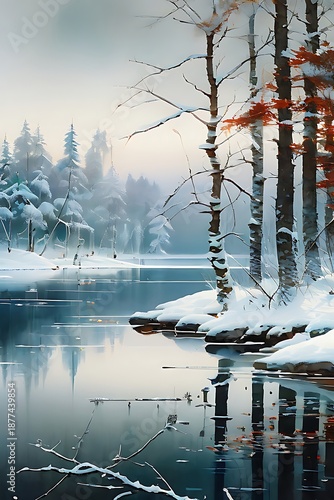 Wallpaper Mural winter landscape in the forest Torontodigital.ca