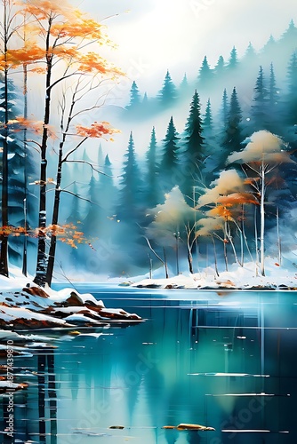 Wallpaper Mural winter landscape in the forest Torontodigital.ca