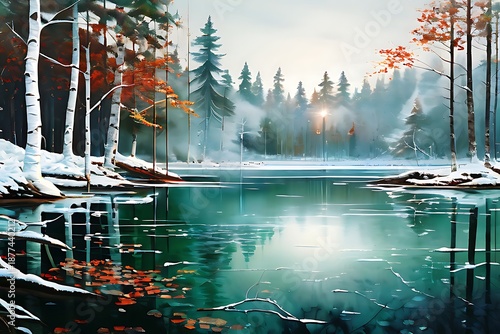 Wallpaper Mural winter landscape in the forest Torontodigital.ca