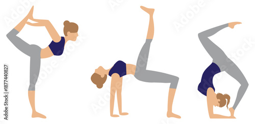 Women practicing yoga. Fitness and meditation pose illustration