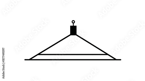 A simple overhead lighting fixture illustration, comprised of basic geometric shapes, in black and white