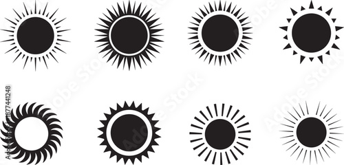 sun icon with sunburst pattern representing sunlight, energy, summer, brightness, and radiant abstract designs. Sun energy Icon bright and radiant design Illustration web, and seasonal projects.