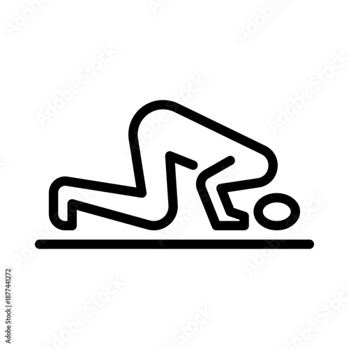 Sujud outline icon. Salah black line illustration.