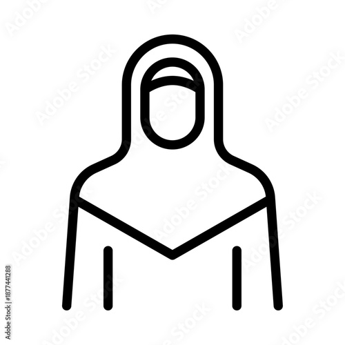 Muslim woman outline icon. hijab avatar black line illustration.