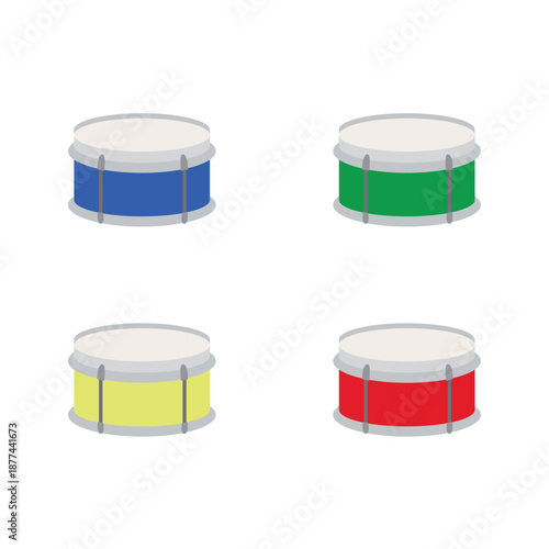 pink red green yellow orange blue purple drum with drumsticks drums marching band music rhythm drumstick sound snare instrument emoji symbol sign icon vector illustration isolated flat