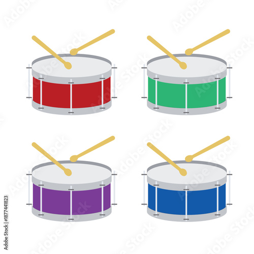 colorful festive drum with drumsticks drums marching band music rhythm drumstick sound snare instrument emoji symbol sign icon vector illustration isolated flat