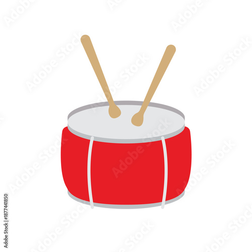 red drum with drumsticks drums marching band music rhythm drumstick sound snare instrument emoji symbol sign icon vector illustration isolated flat