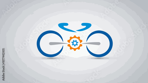 Stylized illustration of a bicycle with a gear at the center, on a gradient background