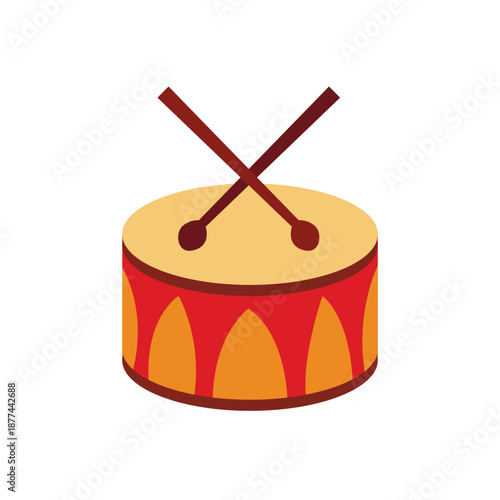 colorful festive drum with drumsticks drums marching band music rhythm drumstick sound snare instrument emoji symbol sign icon vector illustration isolated flat