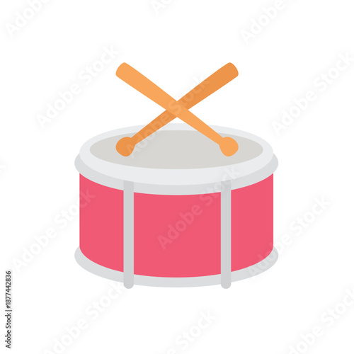 red drum with drumsticks drums marching band music rhythm drumstick sound snare instrument emoji symbol sign icon vector illustration isolated flat