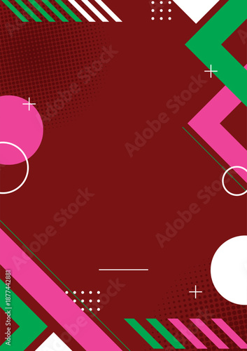 geometric red maroon abstract background with full ornaments