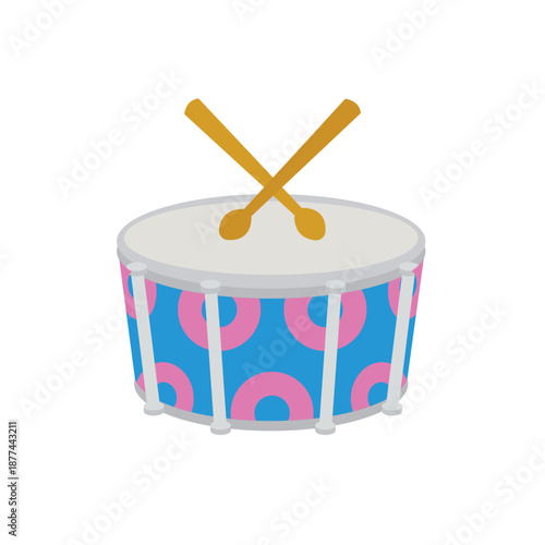 pink and blue drum with drumsticks drums marching band music rhythm drumstick sound snare instrument emoji symbol sign icon vector illustration isolated flat