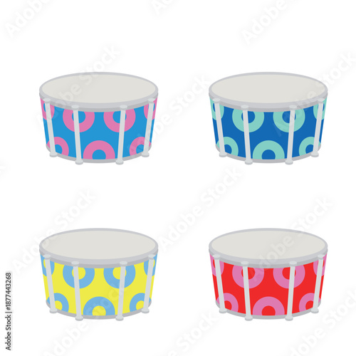 colorful festive drum with drumsticks drums marching band music rhythm drumstick sound snare instrument emoji symbol sign icon vector illustration isolated flat