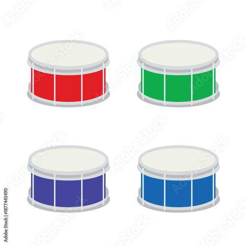 red drum with drumsticks green purple blue drums marching band music rhythm drumstick sound snare instrument emoji symbol sign icon vector illustration isolated flat