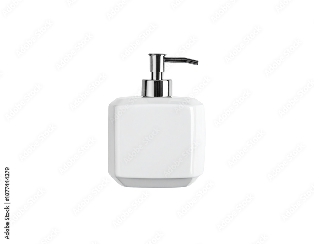 Obraz premium A set of bath product bottles with white soap on a white background