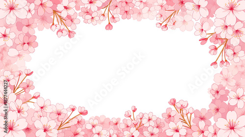 Wallpaper Mural 春らしい花々で彩る丸型フレーム素材 ナチュラル 背景イラスト シンプル装飾 花飾り デザインパーツ 使いやすい囲み素材 柔らかい印象の春風景 Torontodigital.ca