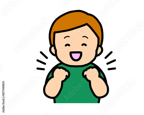 Wallpaper Mural 喜ぶ（ガッツポーズ）茶髪の男の子 Torontodigital.ca