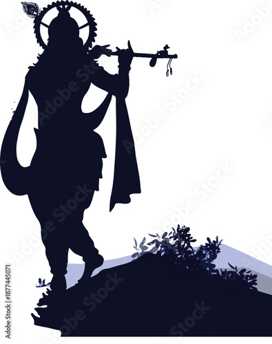 shree krishna devotional background with bansuri and mor pankh