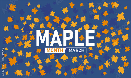 Maple Month Falling Leaf Poster Banner Background Template Autumn Red Orange Yellow Leaves Tree Nature Foliage Drop Season Change Wind Drift Golden Brown Vector Flat Design Illustration Graphic