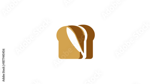 Minimalist logo depicting two slices of bread with a white knife slicing through the middle