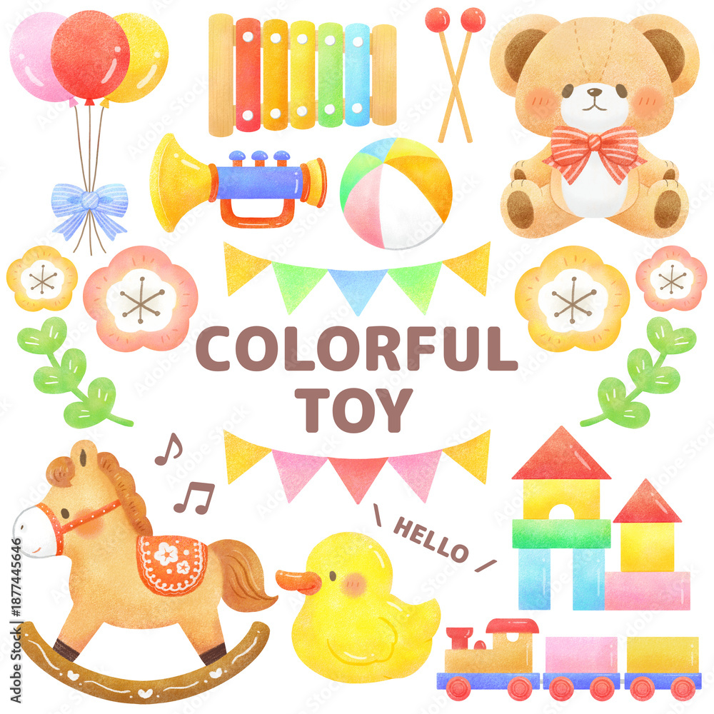 Fototapeta premium Colorful Toy Illustration Set