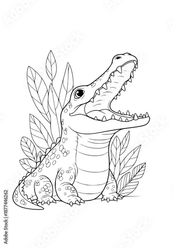 The crocodile gaped. coloring book
