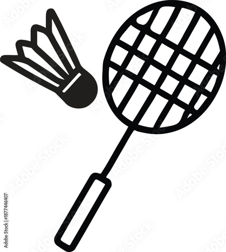 Badminton racket and shuttlecock icon representing sports and recreational activity
