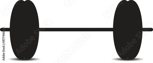 Minimalist black barbell icon for fitness, weightlifting, and gym exercise equipment