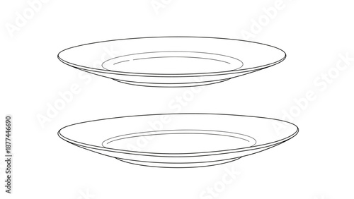 Minimalist line art of two plates in simple outline design