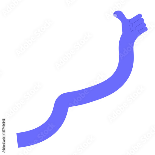 Long Flexible Bendy Purple Arm Thumbs Up Vector Illustration