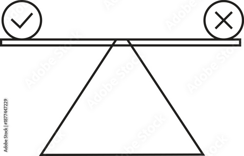 Balancing the correct and incorrect choices, symbolizing decisions and equilibrium