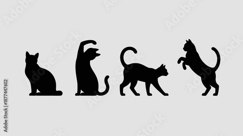 a striking visual composition showcases four distinct black cat silhouettes arranged in a linear sequence against a neutral background high quality professional detailed modern elegant stylish