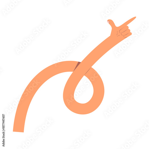 Long Winding Arm Pointing Upwards and Rightward Gesture