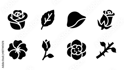 Flower and leaf silhouettes collection