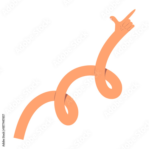 Cartoonish Flexible Arm with Pointing Finger Gesture Upward