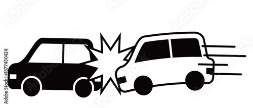 車が後ろから追突するイラスト　横からの視点