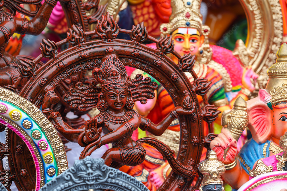 Fototapeta premium Lord nataraja idol displayed for sale in a shop for the golu festival