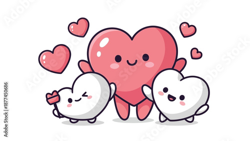 Hearts Embracing Love Illustration