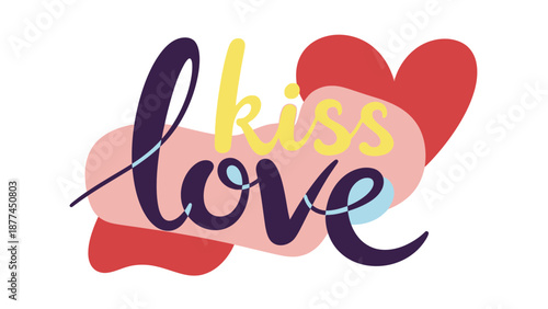 Illustration of love kiss hearts