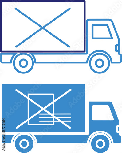 Delivery truck with forbidden symbol logistic concept