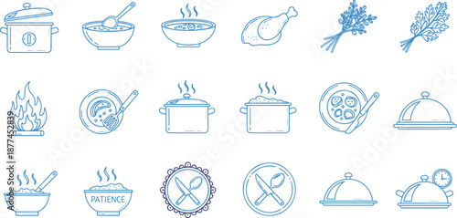 Food preparation and cooking icons set