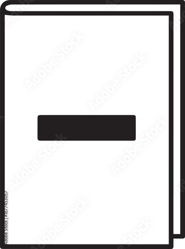 Clean vector outline icon of a closed book or document displaying a minus symbol, signifying removal, reduction, data deletion, and digital content management.