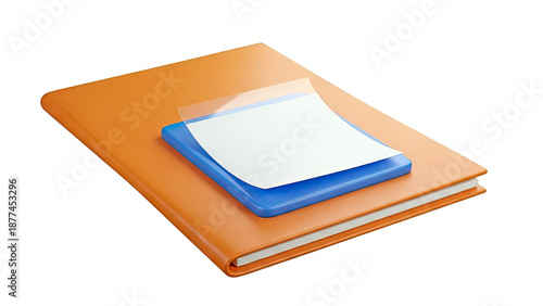 Orange Folder with Blue Pad and Paper