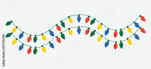 Colorful lights garland decoration vector illustration.
