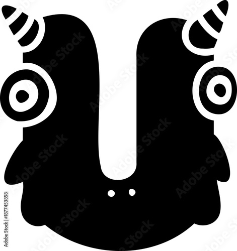 Letter U Monster Glyph Playful Fun Font Perfectly Designed for Kid Education and Toy Creations