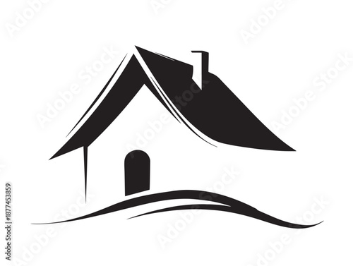 Nice modern house silhouette for lifestyle design projects