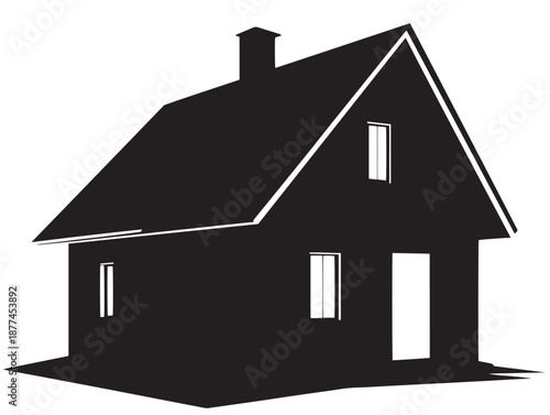 Elegant home silhouette illustration with clean balanced proportions