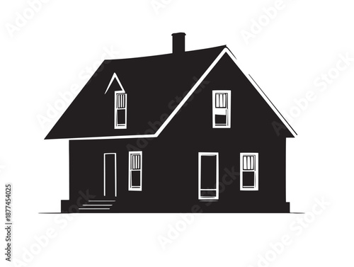 Beautiful house silhouette with elegant suburban architectural charm