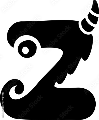 Letter Z Monster Glyph Playful Fun Font Perfectly Designed for Kid Education and Toy Creations