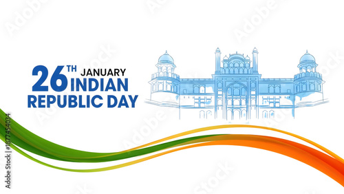 Indian Republic Day celebration with iconic building illustration